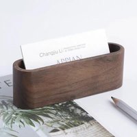 Wooden Business Card Box Creative Desktop Large-capacity Display Storage Front Desk Business Card Clip Black Walnut Solid