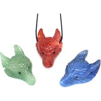 Wolf Head Pendant Natural Stone Healing Reiki Crystal Mineral Gemstone Animal Crafts Necklace Charm Jewelry Home Decoration Gift