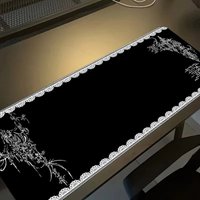 Mouse Pad Dark Style Lace Edge Mousepad Computer Table Mat Desktop Mouse Mat Pc Accessory Desk Pad Room Decoration Rubber