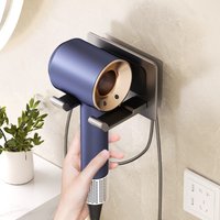 Aluminum Hair Dryer Holder No Drill Wall Mounted Rack for Dyson Self Adhesive Bathroom Storage Organizer Bathroom Accessories