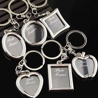 Photo Keychain Mini Creative Metal Alloy Heart Square Round Oval Insert Photo Picture Frame Keyring Insert Photo Frame Keychain
