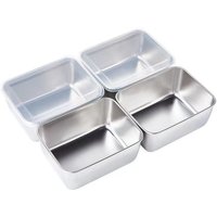 Thickened Square Plate Stainless Steel Rectangular Food Storage Pan With Lid Commercial Dish Tray Freshing Lunch Box Container