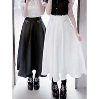 Japanese Mine Mass Skirt Subculture Jirai Kei High Waist Heart Shaped Adjustment Buckle Sweet Lace Black Long Skirt Lady