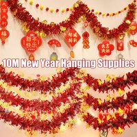 2-10Meters Chinese New Year FU Garland With Strips Spring Festival Cane Hanging Supplies For background wall New Year atmosphere