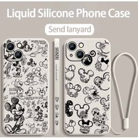Mickey Mouse LOGO Cover For Apple iPhone 17 Air 16E 16 15 14 13 12 Mini Pro Max Plus Liquid Left Rope Phone Case