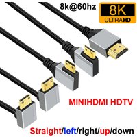 1m 8K@60Hz 2.1 Min HDMI MinHDMI Cable 90 Degree Straight/left/right/up/down angle For Projector Laptop PC Monitor HDTV Camera