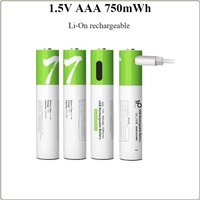 AAA 1.5V 750mWh Li-ion Rechargeable Battery for Wireless Mouse,Toys,Remote Control + Type-C Charging Cable Fast Charging