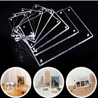 5.5-10cm Acrylic Photo Frame Magnetic Display Stand Desktop Card Photo Poster Notes Tickets Paintings Clear Holder For Home