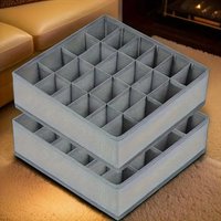 24 Grids Grey Fabric Foldable Drawer Organizer Closet Storage Divider Box for Socks Underwear Tie Bedroom Home Decor