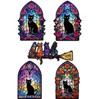 1-4pcs/set Stained Glass Window Enamel Pins Black Cat Metal Brooch Backpack Collar Lapel Badges Fashion Jewelry Collection Gift