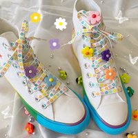 1 paire/2 pc lacets décoration fleur Clip chaussure boucle mignon Sneaker toile dessin animé chaussure charme tendance couleur chaussures lacets accessoires
