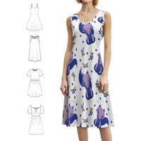 Cute Purple Fox And Pretty Floral Pattern Sexy Vacation Dress For Women Beach Party Birthday Mini Dress Purple Fox Flowers Fox