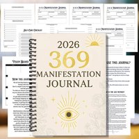 1PC 2026 All Seeing Eye Printed Spiral Notebooks, Insightful 369 Manifestation Journal, for Personal Intuition Cultivation