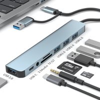 2 in 1 USB HUB 3.0 USB C HUB 8 Port Type C Expander Splitter Dock SD TF Multiport Adapter USB Expander for Laptops PC Desktops