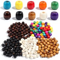 50/100Pcs Natural Wooden Beads Colorful Barrel Shaped Wood Beads Big Hole Loose Beads For Jewelry Making DIY Hair Accessories