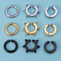1pc Spike Round Stainless Steel Fake Ear Hoops for Women Men Non-Piercing Earrings Punk Ear Clip Cuffs Fashion Earring Jewelry