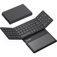 Lefon Foldable Bluetooth Wireless Keyboard Portable Keyboard with Touchpad 81 Keys Slim 3 Folding Keypad for Windows IOS Android