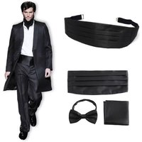 Cummerbund Man Tuxedo Vintage Formal Solid Bow Tie Hanky Cummerbund Belt Corset For Male Wedding Prom Accessories Shirt Set Gift