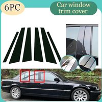 6PCS Gloss Black Pillar Posts Silver Carbon Fit For BMW 7 Series E38 1995-2000 1996 Window Decor Door Side Mouliding Trim Cover