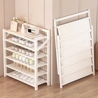 6 Tier Bamboo Shoe Rack Portable Folding Shoe Storage Rack Without Installation Small Shoe Rack Perfect for Corridors Bedrooms a