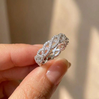 925 Sterling Silver New Fancy Twist Ring for Women Full Paved Sparkling CZ Simple Stylish Wedding Exquisite Statement Jewelry
