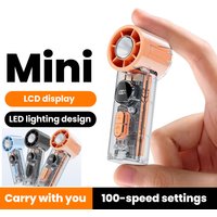 Portable Handheld Mini Fan 1800mah High Speed Type c Rechargeable Fan Digital Display Desktop Fan Outdoor Flashlight Lighting
