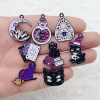 10pcs Magic Cat Poker Eyes Moon Alloy Jewelry Accessories Pendant Earrings Necklace Pendant DIY Handmade Material