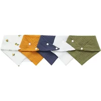 Newborn Baby Bib Gauze Floral Print Feeding Drool Bib Cotton Snap Button Soft Triangle Towel Cotton Baby Burp Cloths