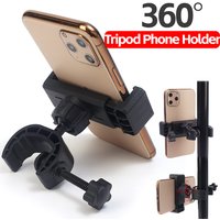 360 Degree Rotating Tripod Phone Holder Mount Stand Microphone Cellphone Support Clip on Type For All Smartphones Live Broadcast