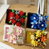 4 Styles Rose Building Blocks Set, Challenging Building Bricks for Adults, Perfect Valentine's Day Gift