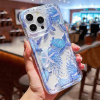 Case For iPhone 15 14 13 12 11 Pro Max Mini XR XS X 8 7 15 16 Plus SE2 Fashionable Transparent Colorful Marine Life Turtle Cover