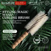 Personalized Boar Bristles Hair Brush Cork handle Round Barrel Hair Comb For Curling Anti Static Roller HairBrush Wood Combs