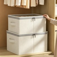 Foldable Portable Thickened Cotton Linen Fabric Storage Box for Bedroom Wardrobe No Installation Needed Clothes Organizer Bag