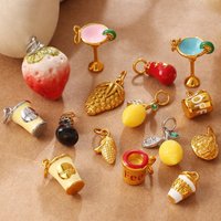 Gold Plated Enamel Food Drink Charms Stainless Steel Pendants Fruit Cocktail Cup Shaped Jewelry DIY Making Findings Accessories