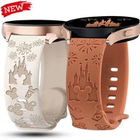 20mm Castle Floral Engraved Band for Samsung Galaxy Watch 7 6 5 4 40/44mm Silicone Cute Strap for Watch 6Classic 47mm 5Pro 45mm