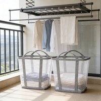 Two Large-Capacity Foldable Clothes Drying Baskets with Handles - Portable Storage Bags, Foldable Storage Bags, Clothes Storage