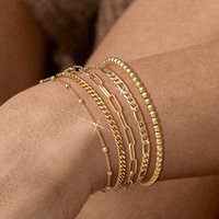 18K Gold Plated Bracelets for Women, Adjustable Layered Paperclip Chain Cuban Link Charm Bracelets,Waterproof Stackable Jewelry
