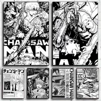 Classic Anime C_Chainsaw M_Man Poster Decorative Wall Art Stickers Mural Photo Print for Home Living Room Hallway Decor