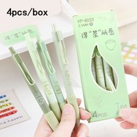 4Pcs/box Green Tea Series 0.5MM Gel Pen For Students Soft Touch Writing Pen Black Refill Stationery Office School Supplies
