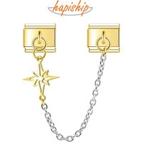 Hapiship New Original Design Angle Wing Star Puzzle Chain Link Italian Fit 9mm Bracelet Stainless Steel Making Jewelry DJ294