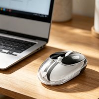 MOFii M60 Transparent Gradient Tri-Mode Wireless Mouse, Rechargeable Silent Mice for Laptop, Desktop & Tablet Office Use