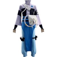 Gachiakuta Zanka Cosplay Costume Full Set Anime Color Block Zip Jacket Blue Apron White Crossbody Bag Ring Prop Unisex Halloween