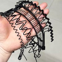 1/8pcs Metal Wave Hair Bands Universal Headband Men Women Non Slip Headband Comfort Fit Fashion Hair Accessory Unisex Black