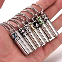 Cylindrical Stainless Steel Aromatherapy Necklace Essential Oil Storage Bottle Necklaces Aroma Perfume Diffuser Pendant Necklace