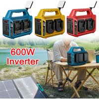 Inwerter sinusoidalny 600W, 4-kanałowy, do akumulatorów litowo-jonowych 18V Makita/Dewalt/Milwaukee/Bosch/Worx/Einhell, konwerter napięcia 110V/220V
