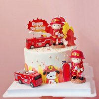 Fire Truck Cake topper Fireman Cake Topper Firetruck Birthday Decorations for Fireman Fire Trucks Cake Decoration Supplies