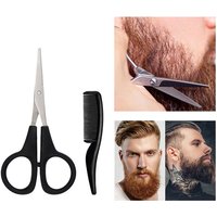 ใMens Beard Mustache Comb Nose Ear Scissors Trimming Kit Household Mini Beard Scissors Setใ