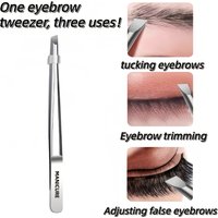 Stainless Steel Precision Tweezers — Multi-Functional Eyebrow & Beard Grooming Tool