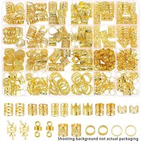 280pcs Alloy Hair Accessories Set, Elegant Bohemian Style, Hollow & Beaded Designs, Round Shape, Unisex Hair Jewelry Decorative