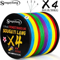 Sougayilang Fishing Line 100M 300m 4 Strands 22-88LB PE Braided Fishing Wire Multicolor Super Strong Fishing Line for Saltwater